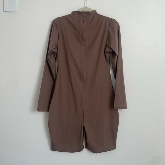 NWT SKIMS ALL-IN-ONE LONG SLEEVE MID THIGH ONESIE IN Umber - Picture 8 of 8